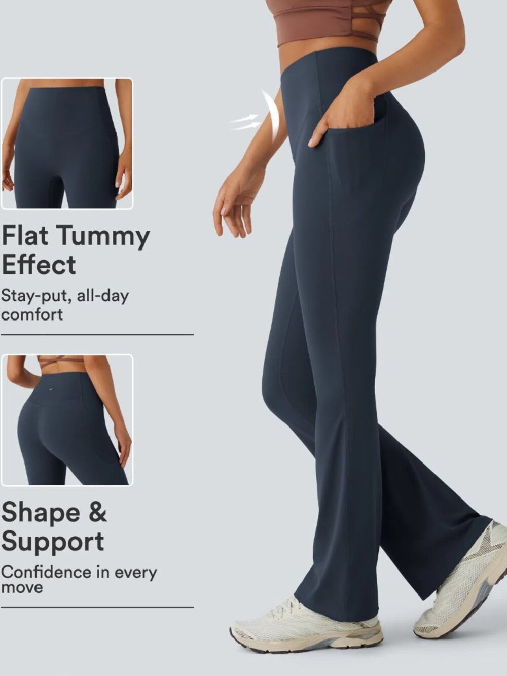 Halara Small Petite Carbon UltraSculpt High Waist Tummy Control Bootcut Legging